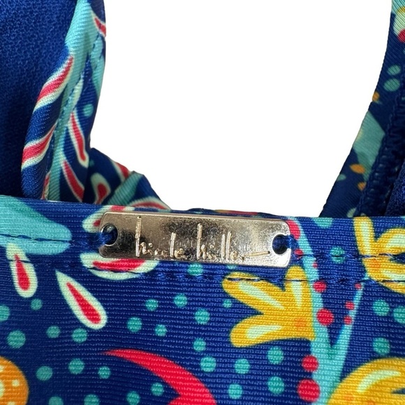 Nicole Miller One Piece Swimsuit S Blue Floral Sweetheart Adjustable Ruched NEW - Picture 7 of 15